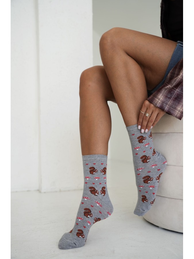 Women's socks Squirrels and mushrooms 0200.257