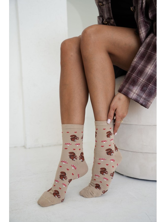 Women's socks Squirrels and mushrooms 0200.257