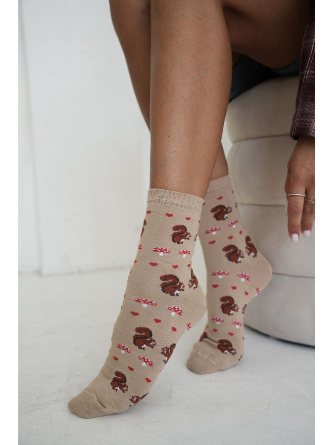 Women's socks Squirrels and mushrooms 0200.257