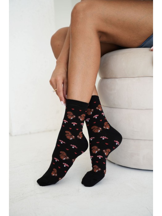 Women's socks Squirrels and mushrooms 0200.257