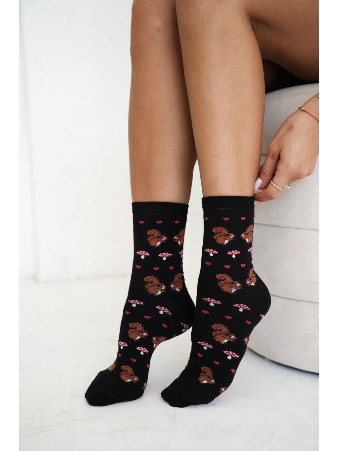 Women's socks Squirrels and mushrooms 0200.257