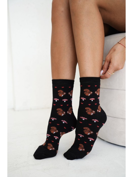 Women's socks Squirrels and mushrooms 0200.257
