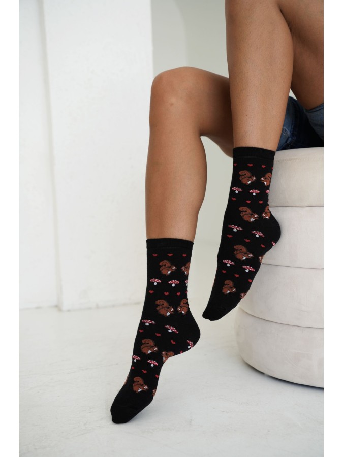 Women's socks Squirrels and mushrooms 0200.257