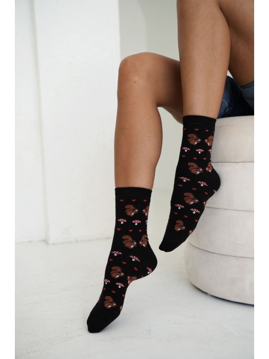 Women's socks Squirrels and mushrooms 0200.257