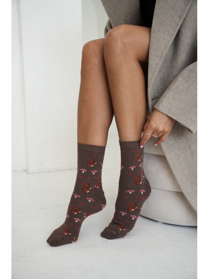 Women's socks Squirrels and mushrooms 0200.257