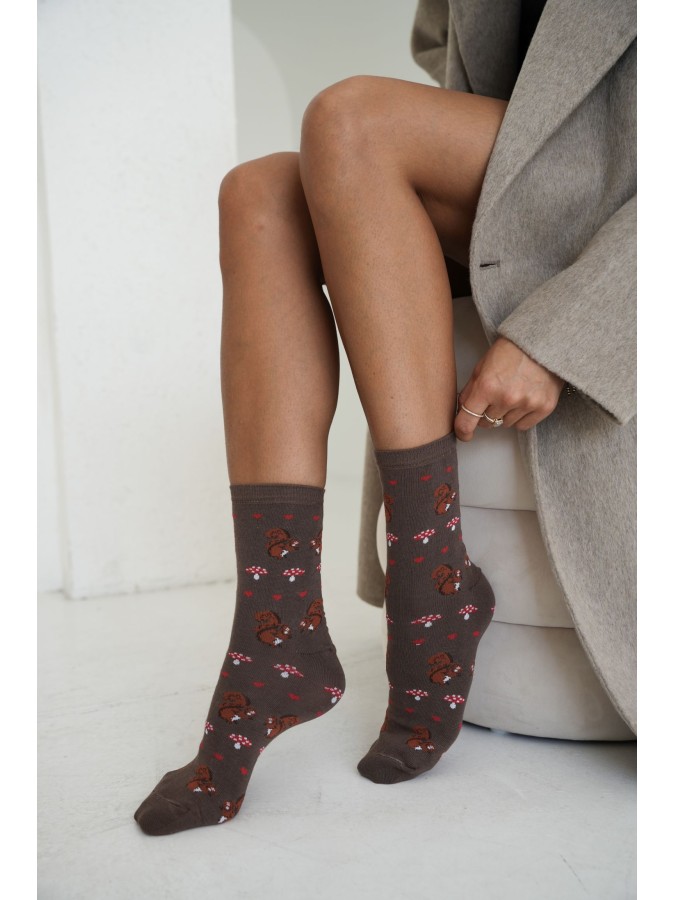 Women's socks Squirrels and mushrooms 0200.257