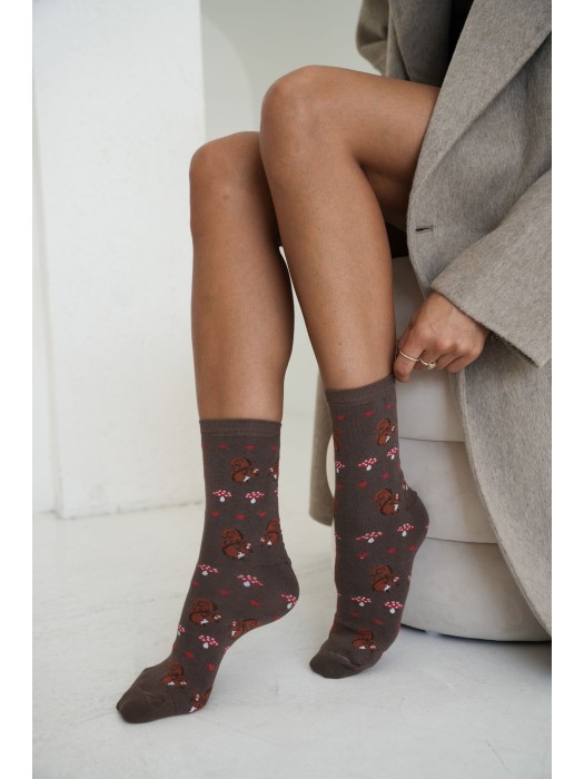 Women's socks Squirrels and mushrooms 0200.257