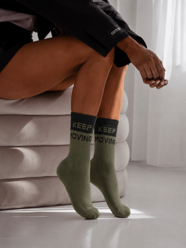 Women's KEEP MOVING pattern Half-terry socks  0071.008... 2